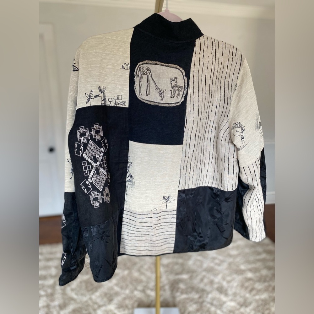 Chico's Black And Cream Patchwork Jacket - image 4